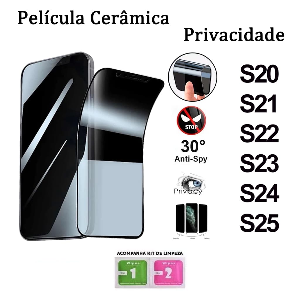Pelicula de Ceramica 9D Privacidade  Anti Spy Para Samsung S20 S21 S22 S23 S24 S25