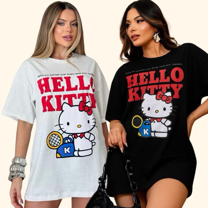 Blusa Feminina Streetwear Fitness Max Hello Kitty 100% Algodão