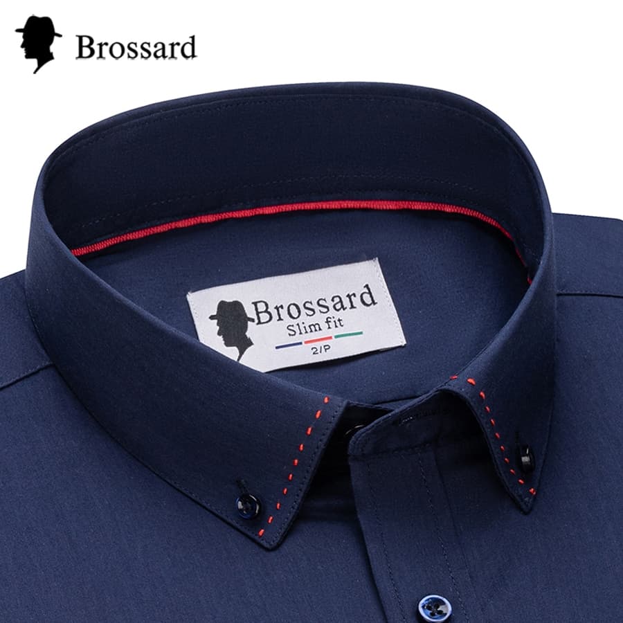 Camisa Social Masculina Slim Fit Premium - Brossard Série Platina, Manga Longa - Casual e Trabalho