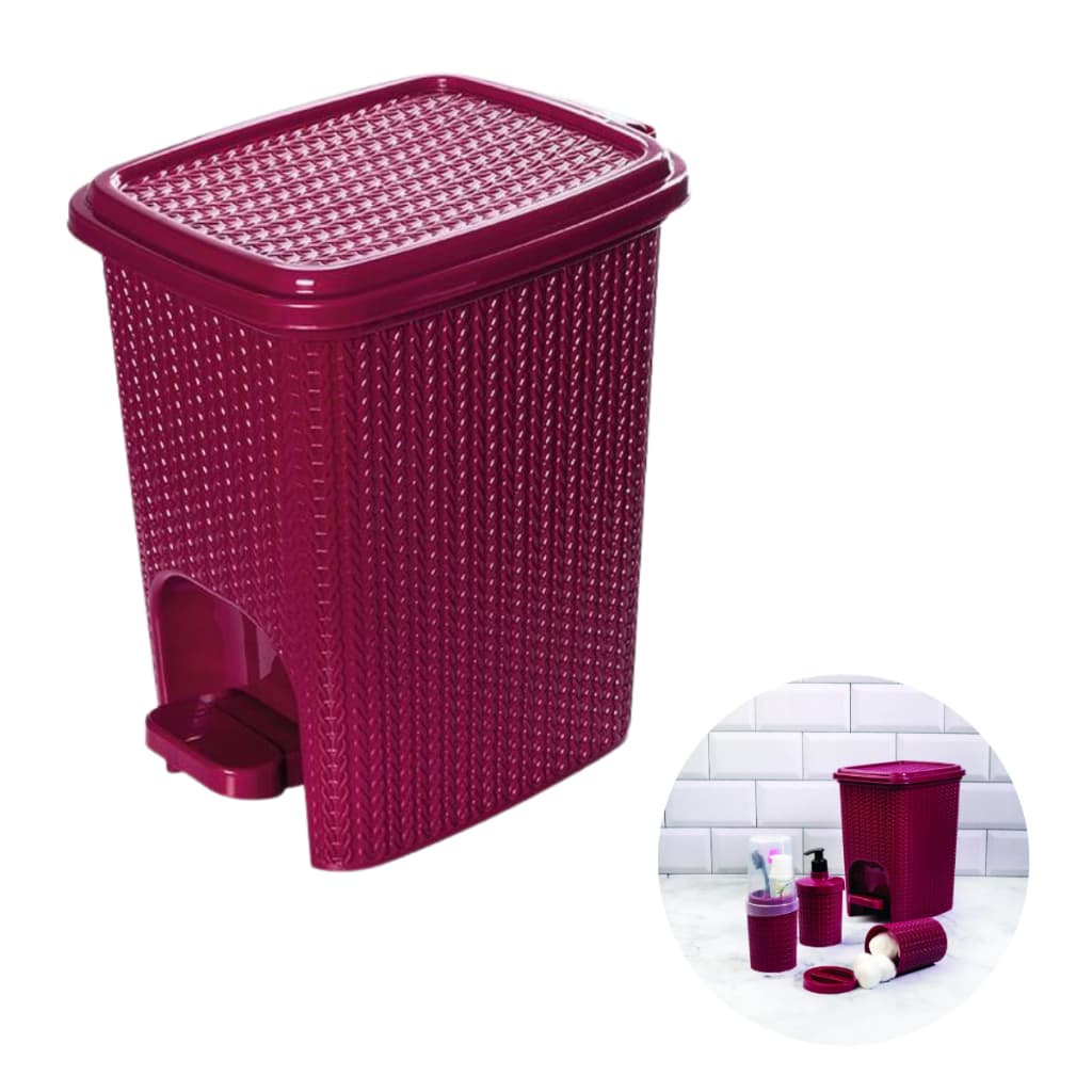Lixeira Com Pedal Banheiro Lavabo Cozinha Lavanderia Organização Limpeza 7 Litros Trama - Plasútil