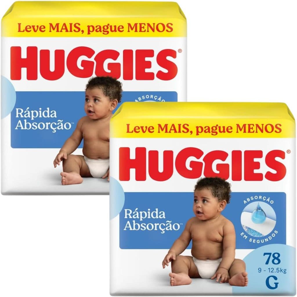 Fralda Huggies Rápida Absorção Tamanho G 156 Unidades
