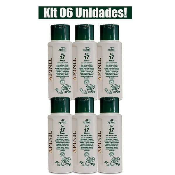 KIT 6 UNIDADES GEL 17 ERVAS COM SEBO DE CARNEIRO 190g APINIL