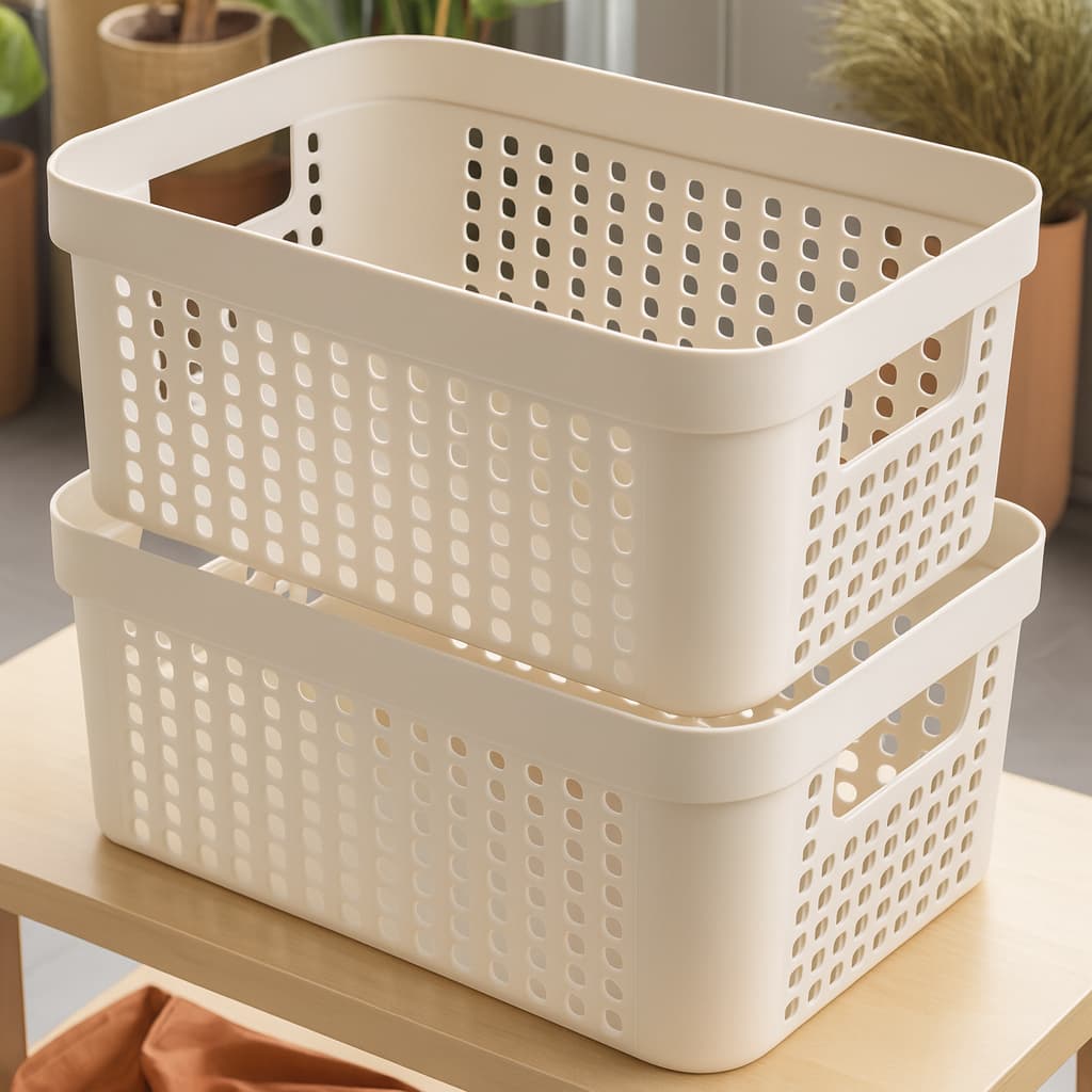 Kit 2 Cestos Organizadores 4,5 Litros Rattan Cesto de Organização Armário Gaveta Lavanderia Banheiro
