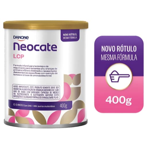 Fórmula Infantil Neocate Danone Lcp Lata De 400g  Sem Sabor