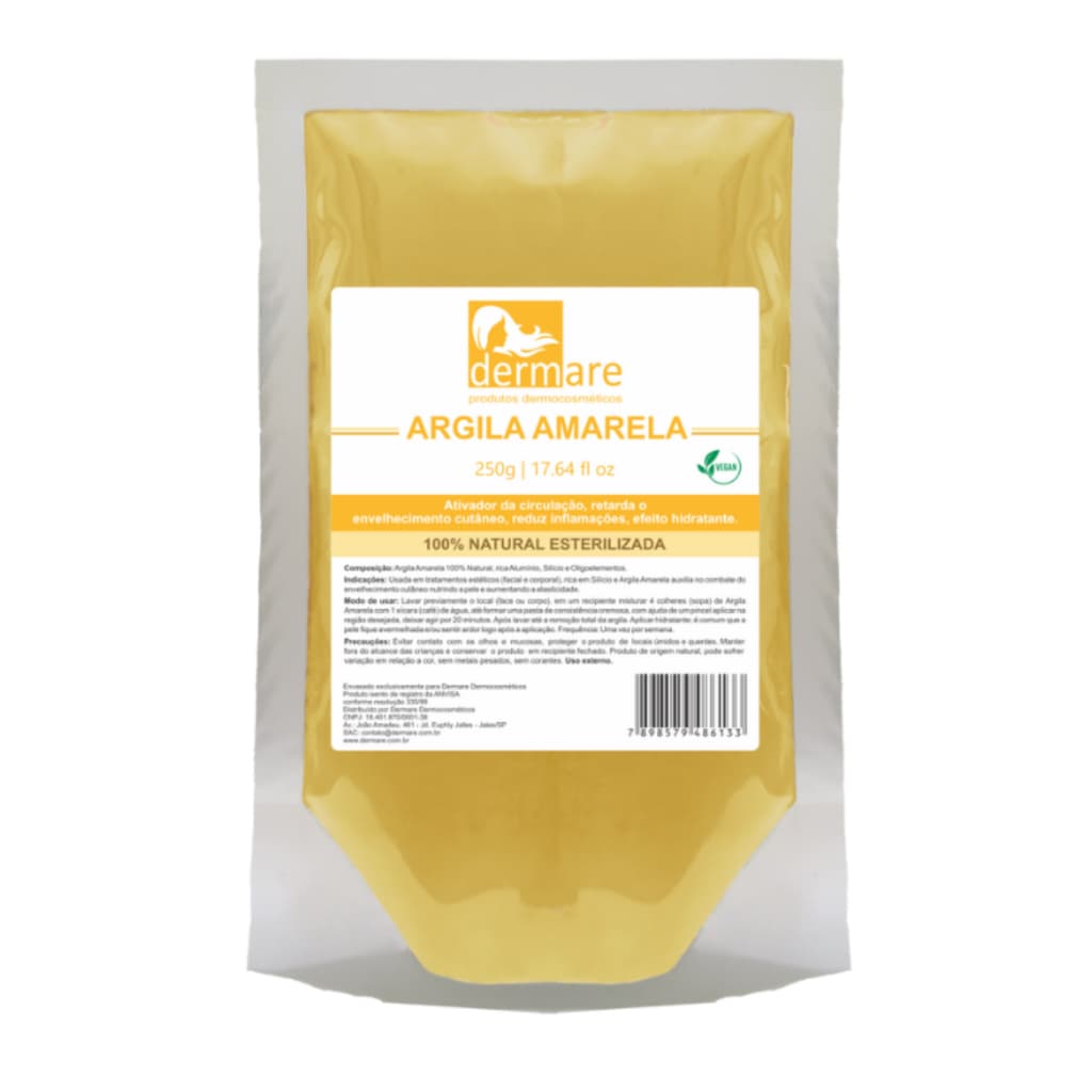 Mascara Facial Argila Amarela Anti Idade Dermare 1kg
