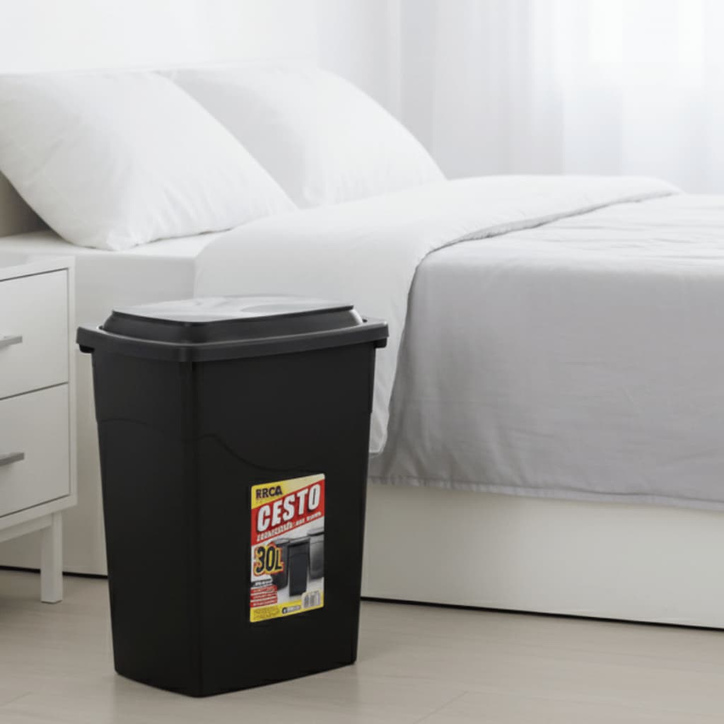 Cesto 30 Litros Multiuso Grande Com Tampa Organizador Plastico Banheiro Cozinha Roupa Suja Lixeira