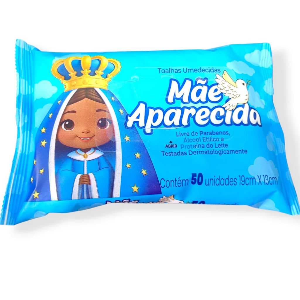 Lenços Toalhas Umedecidas Mãe Aparecida Kit - 19 cm x 13 cm Promoção
