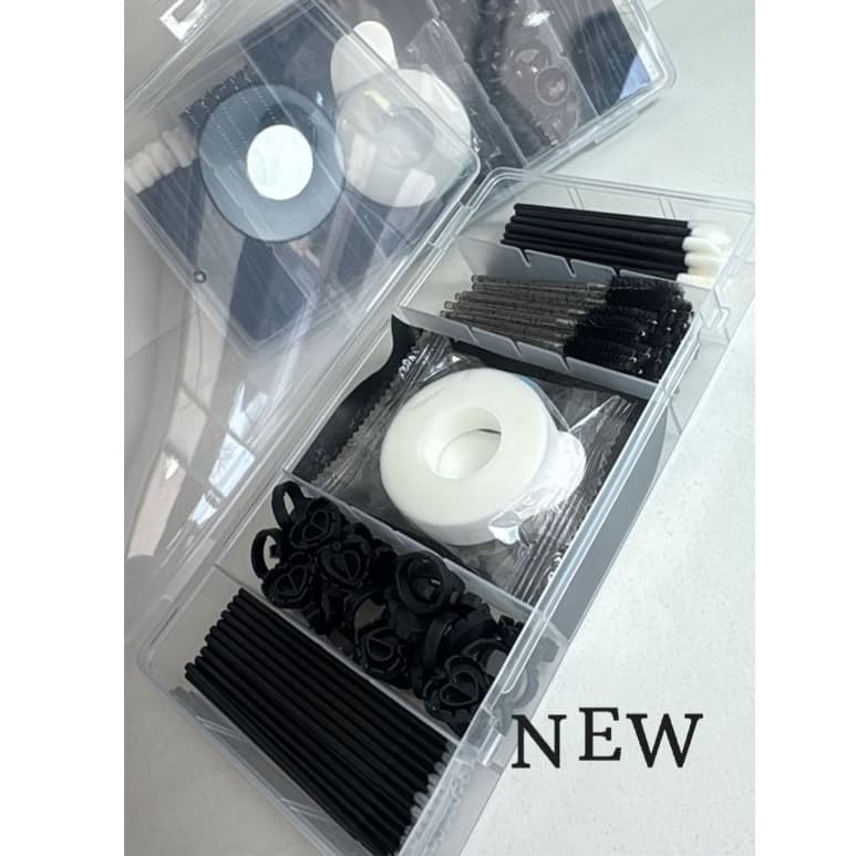 KIT LASH PORTÁTIL - CAIXA ORGANIZADORA DE FERRAMENTAS PARA CÍLIOS COM FITA