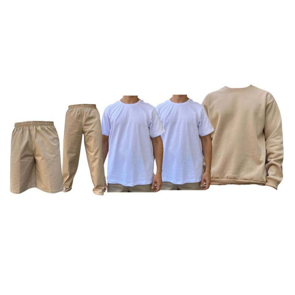 Kit Jumbo CDP 2 Camisetas Branca + 1 Bermuda + 1 Calça Sarja + 1 Blusa Moletom Penitenciaria Detento