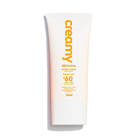 Protetor Solar Facial - FPS60 - Watery Lotion - Creamy Skincare - 50ml