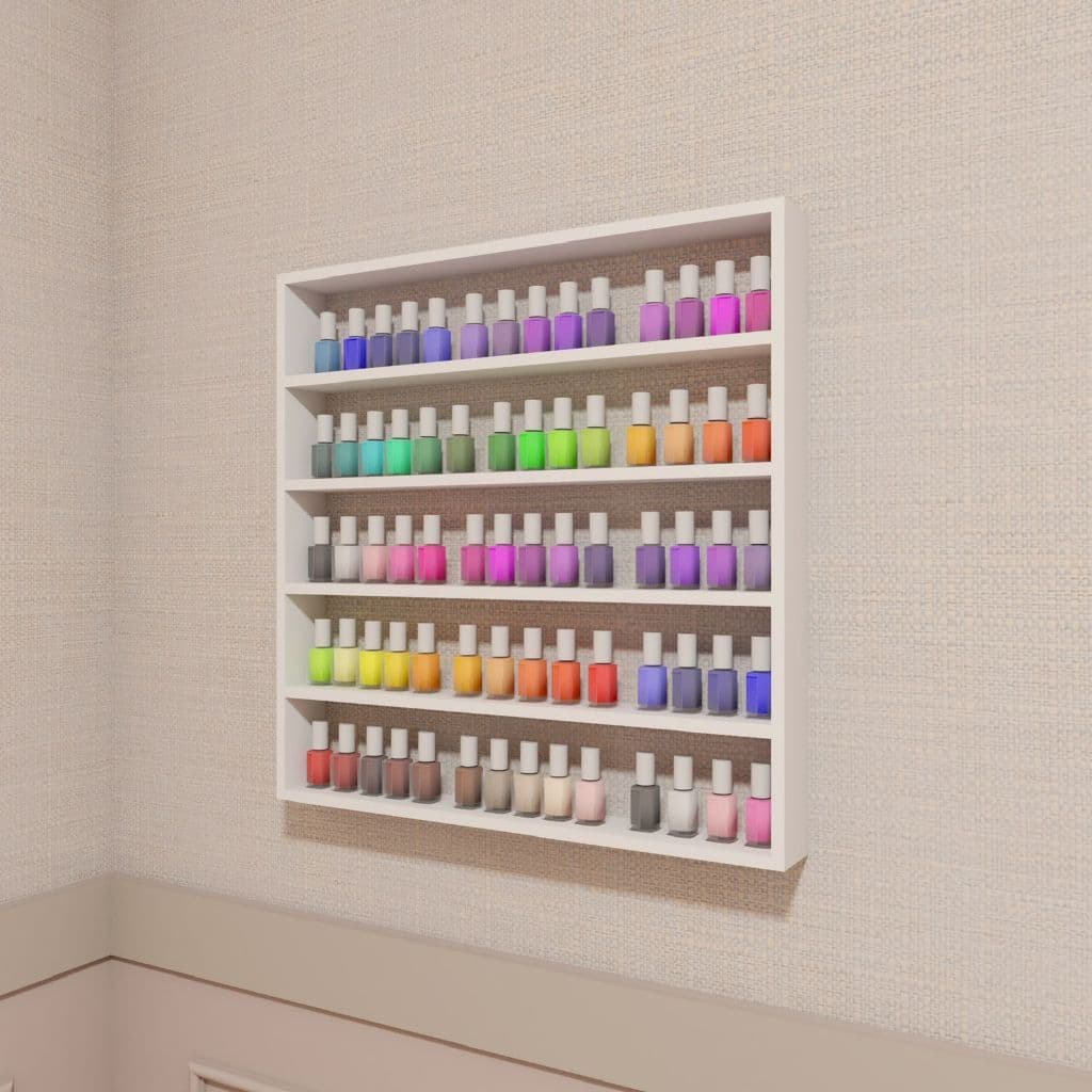 Nicho Expositor Porta Esmaltes Grande 200 Esmaltes 5 Prateleiras Suporte Parede Unha Gel Alongamento