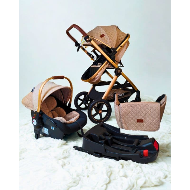 Kit Carrinho de bebê luxo europeu e bebê conforto acoplável com amortecedores menino menina + brinde