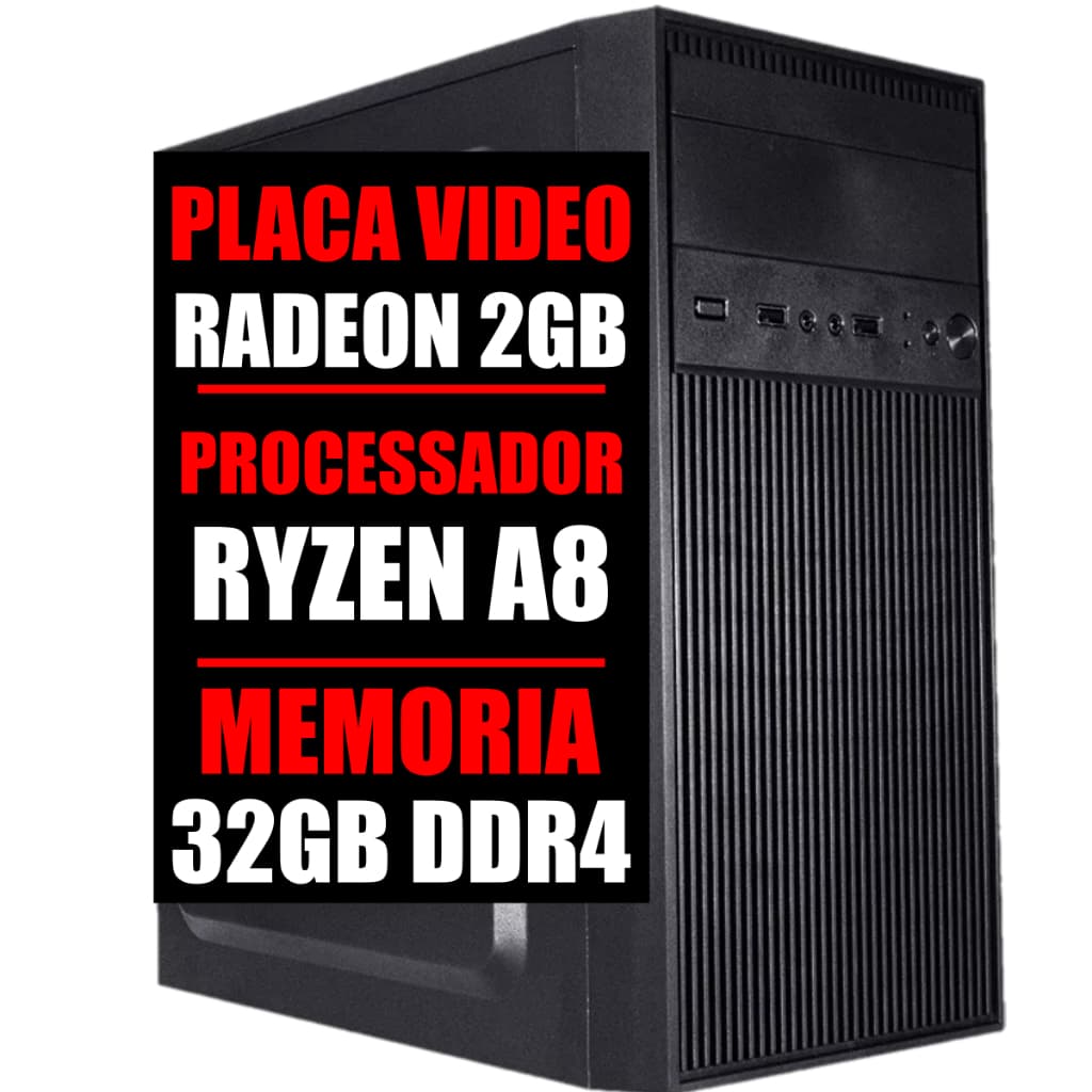 Pc Computador Ryzen A8 Cpu 3.4Ghz, 32Gb Ddr4, Ssd 480Gb
