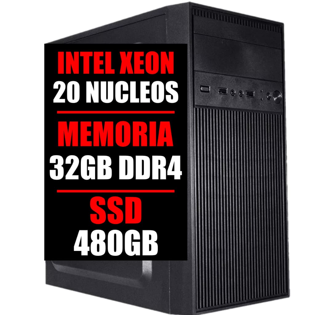 Pc Servidor Cpu Xeon E5 24 Nucleos, 32GB DDR4, Ssd 480Gb, GeForce, Windows 11
