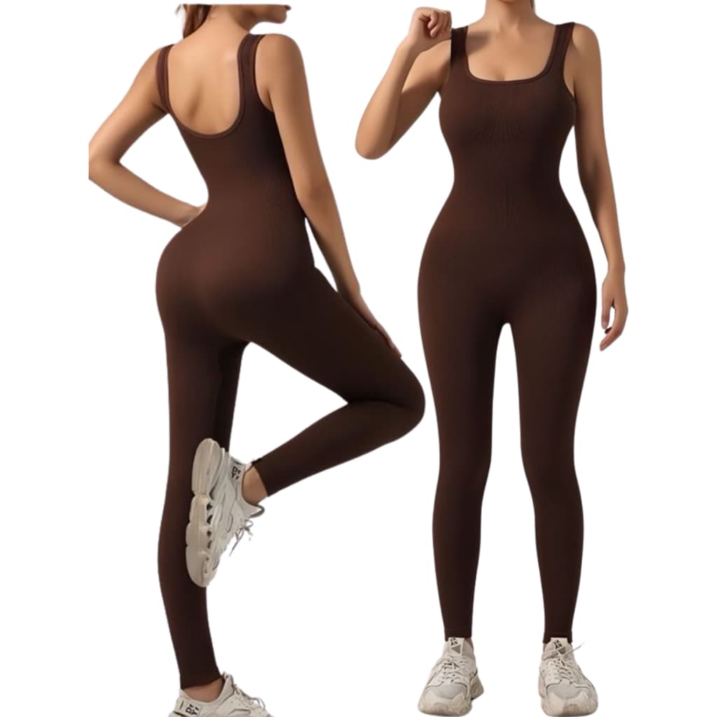 Macacão Longo Fitness Feminino Canelado com Bojo Academia Zero Transparência
