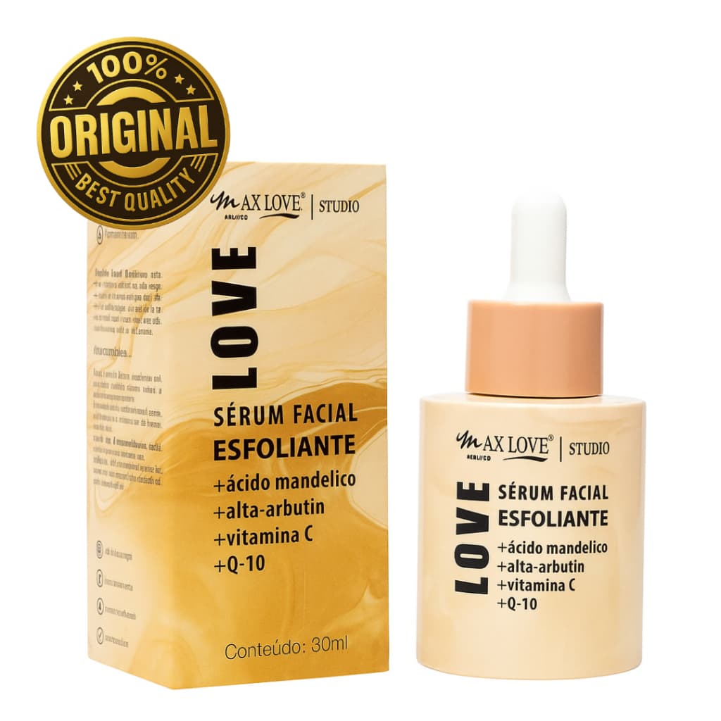 Sérum Esfoliante Max Love – Ácido Mandélico + Alfa-Arbutin + Vitamina C + Q10