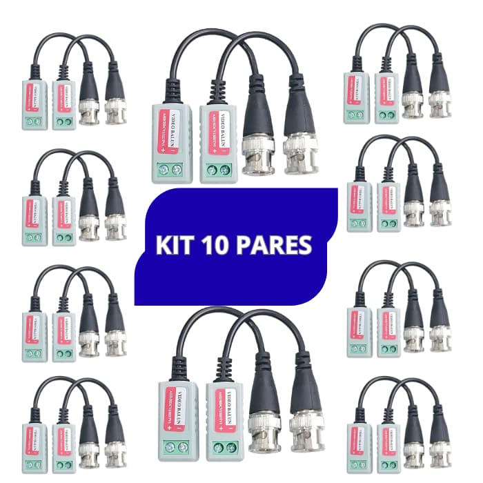 KIT 10 Pares de Conector Video Balun Para Cameras Hd Cvi Tvi Conversor UTP HD