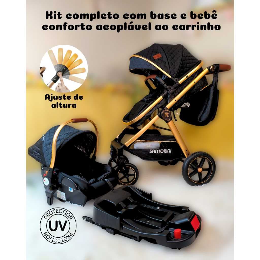 Carrinho Europeu Luxo 3 em 1 bebê Conforto, bolsa, Base isofix, amortecedores ,menino menina +Brinde