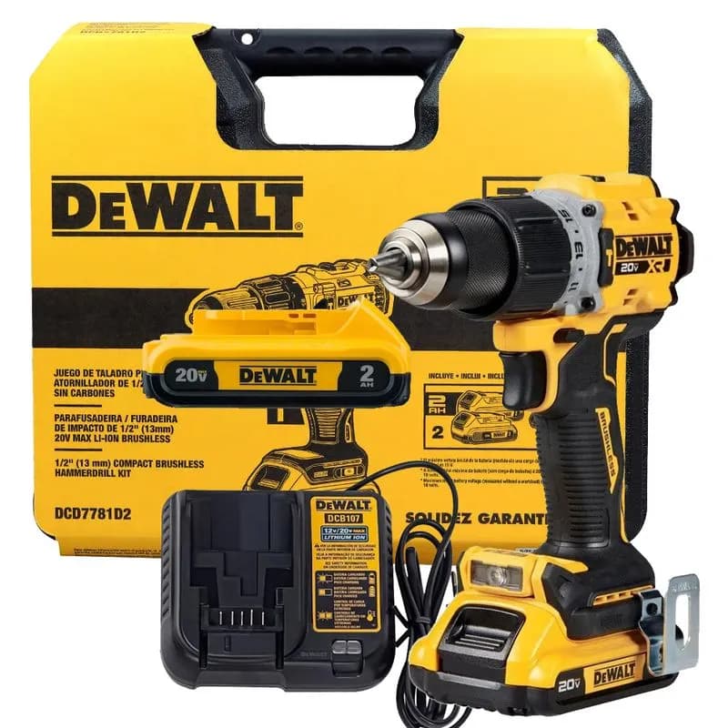 Furadeira Parafusadeira Brushless DEWALT Premium 20V MAX DCD7781D2 2 Baterias + Maleta Carregadr