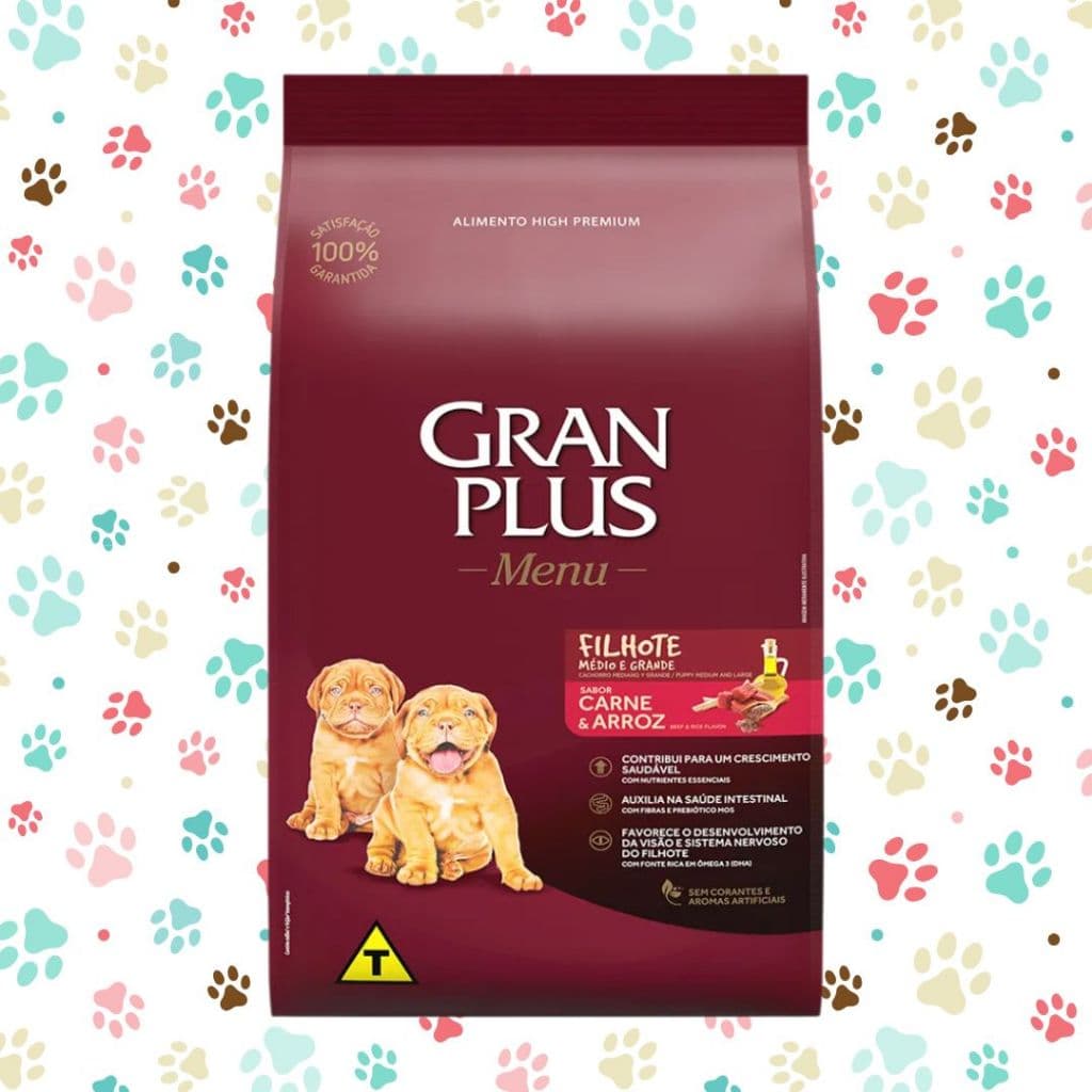 Ração Para Cachorros Filhotes Médios e Grandes Menu Carne e Arroz 15kg Gran Plus