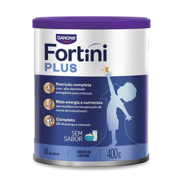 Fórmula Infantil Fortini Plus 400g Danone  –  Sem Sabor, Hipercalórica, 1,5 kcal/mL, 3 a 10 Anos .