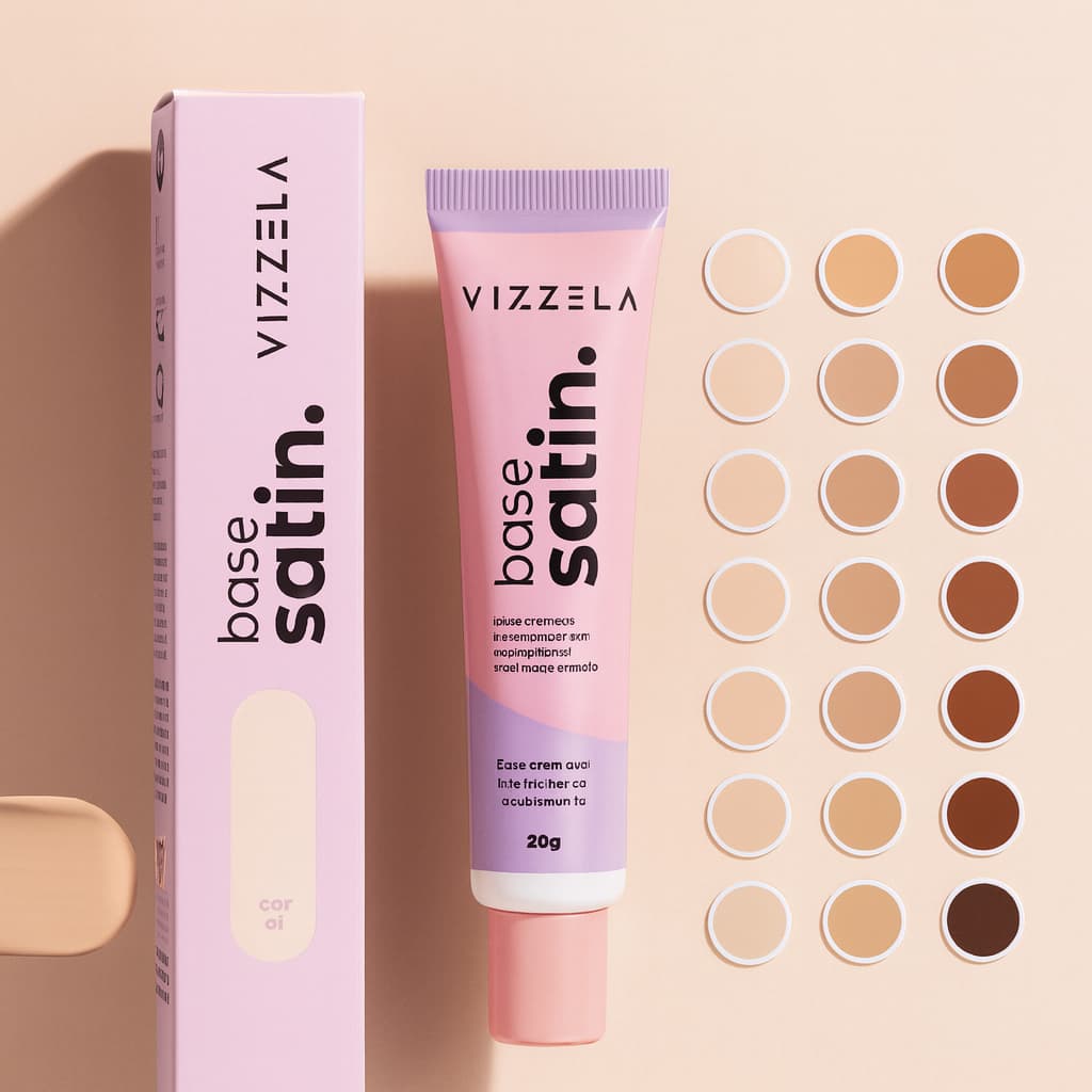 Vizzela Base Líquida HIDRATANTE Satin Acabamento Acetinado e Natural 30g
