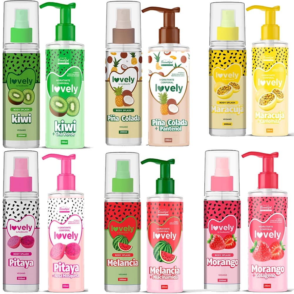 Kit Body Splash + Hidratante Corporal Face Beautiful Frutas Tropicais 200ml