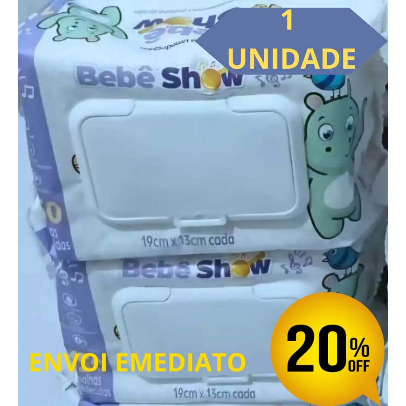 Kit De 01 Pacote Lenço Umedecido Bebê Show Promoção Higiene Bebê com 01 de 150 Unidades Melhor Preço Sem Álcool