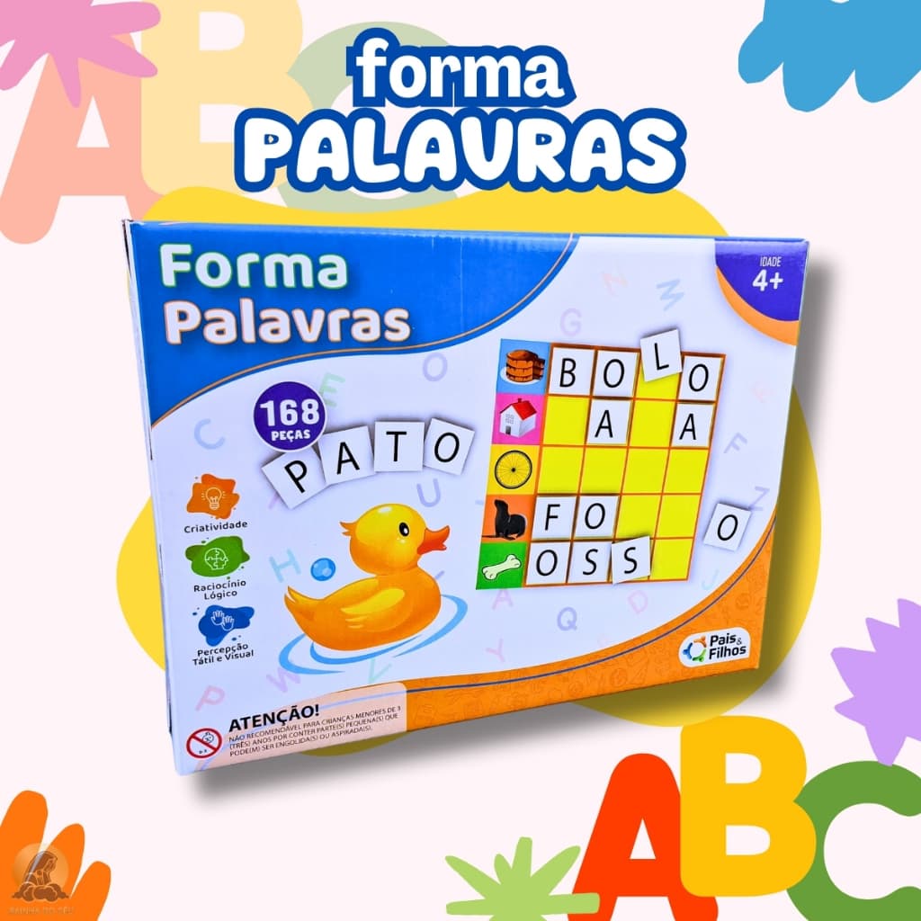 Jogo Educativo Forma Palavras Pato Infantil 168 peças Pais e Filhos