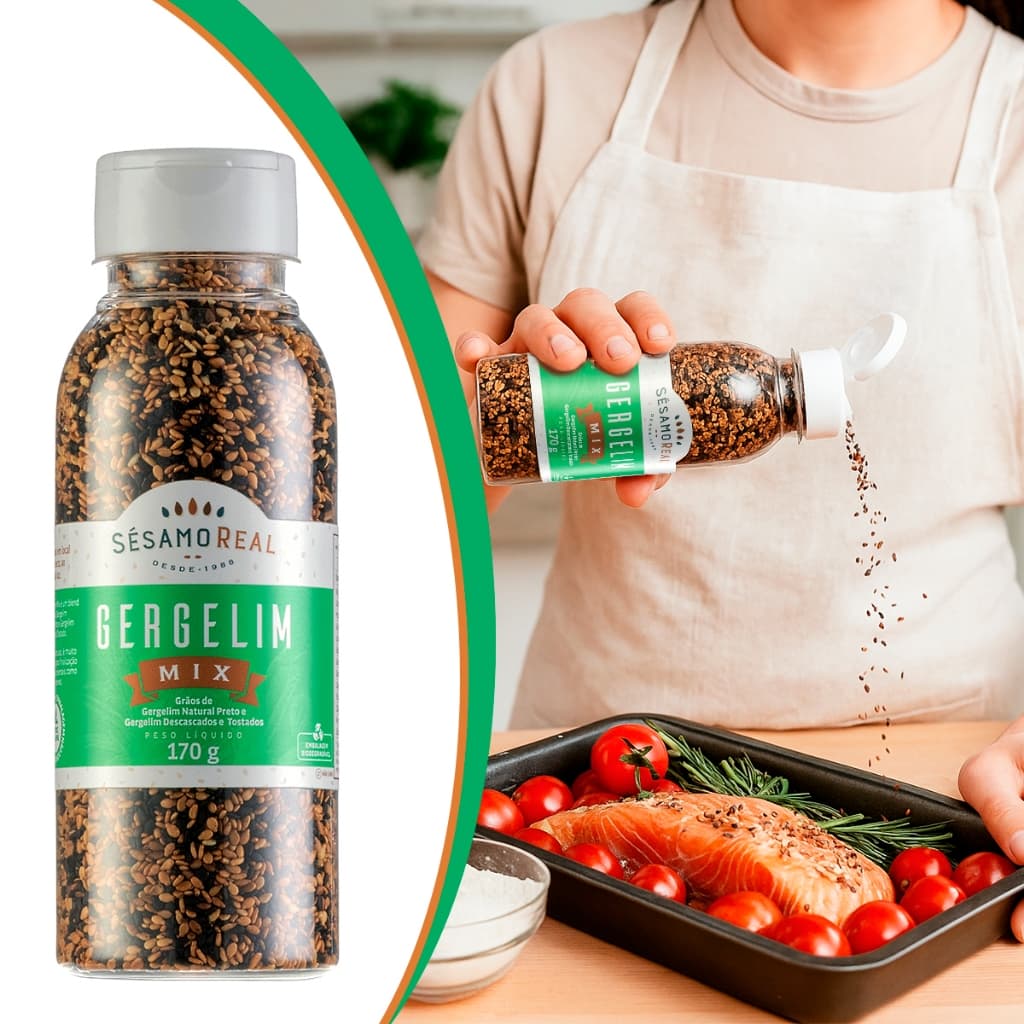 Kit 12 Gergelim Mix 170g Natural Tostado Preto e Branco Vegano Saudável Sem Conservantes Oferta