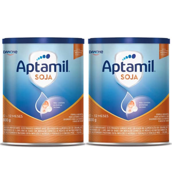 Kit com 2 Aptamil Soja 800g–Fórmula Infantil à Base de Soja, 0 a 12 Meses, Sem Glúten, Sem Leite .