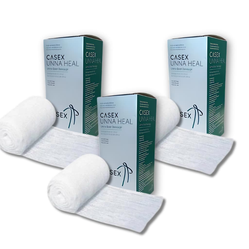Kit 3 Botas de Unna Heal Casex 10,2cm x 9,14m Curativo Úlcera Venosa