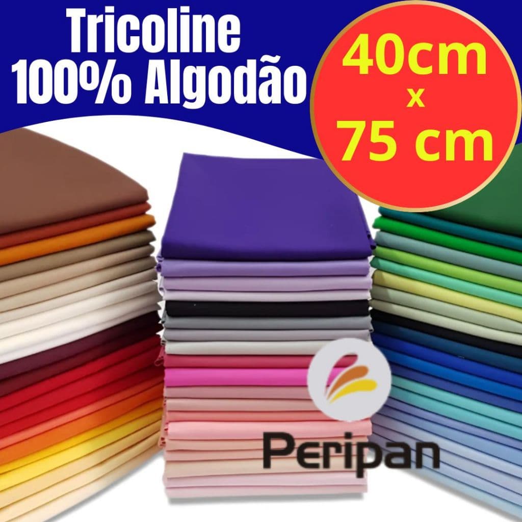 Tecido Tricoline LISO 40 cm x 75 cm  de largura 100% algodão  Peripan Alta Qualidade Retalhos Patchwork Costura Criativa