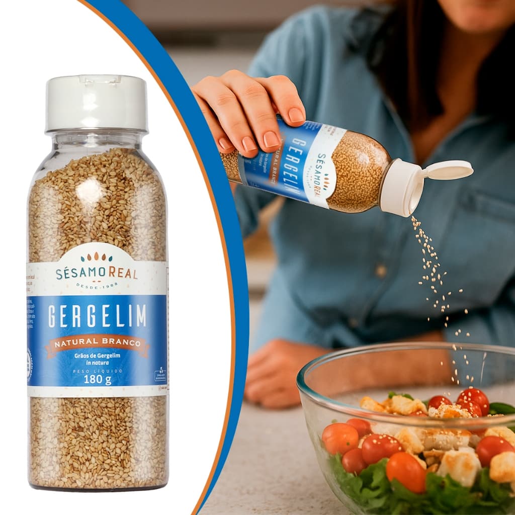 Gergelim Branco Natural Grão 180g Saudável Sésamo Real Qualidade Premium - Saladas Pães