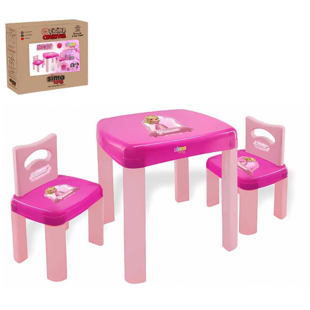 Mesa Infantil Menina Princesa c/ 2 cadeiras rosa