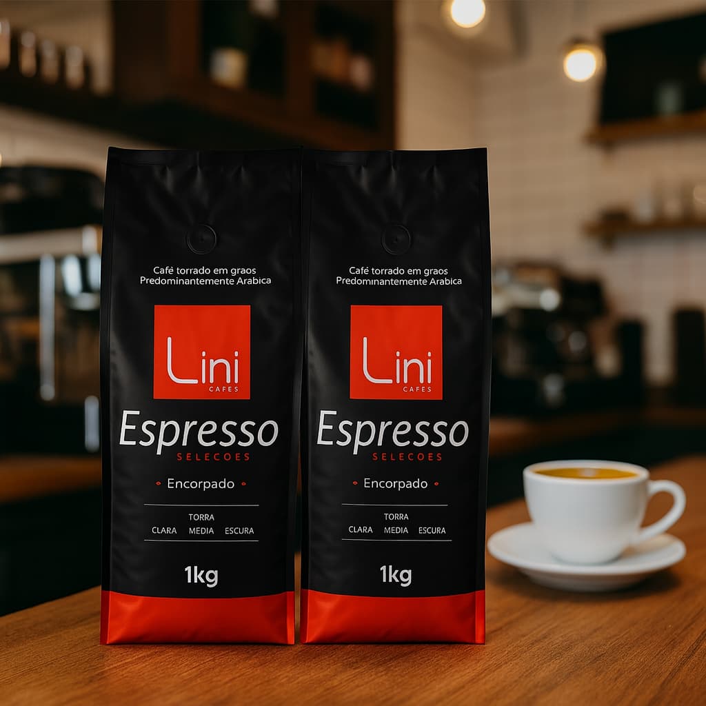 Kit 2Kg Café Torrado em Grãos Lini Seleções Espresso Encorpado