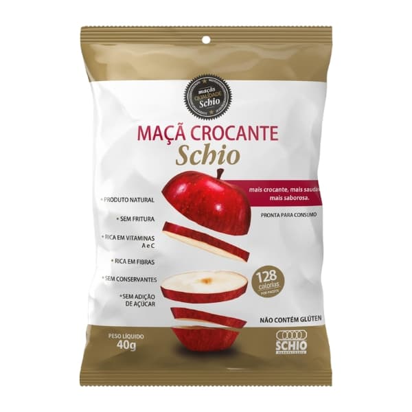 Maçã Crocante Desidratada 40g  Snack Saudável sem adição de açúcar e leve sabor de canela