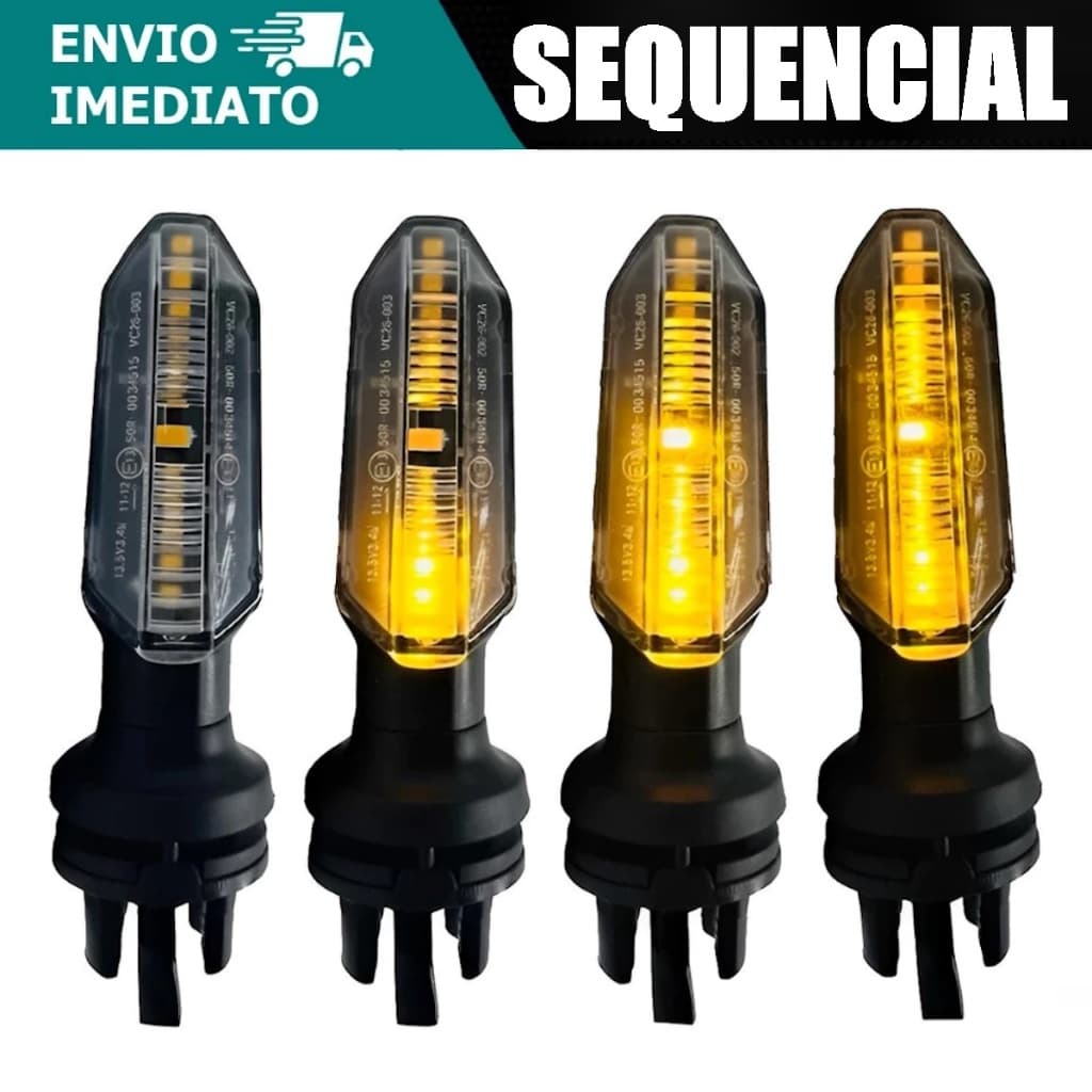 Seta Pisca Led Moto Kit com 4 ou 2 Sequencial Universal Fan 160 Titan 150 Twister CB250 XRE300 Titan