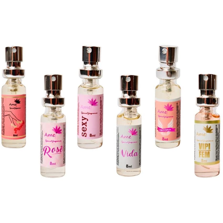 Perfume Amei Cosméticos Feminino 8ml Alta Fixação 33% de Essência Importada