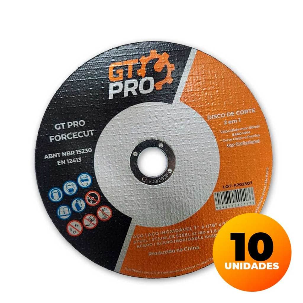 Disco Abrasivo de Cerâmica p/Corte profissional Tamanho Comercial 7"(180Øx1.6×22.2mm)ou(7" x 1/16" x 7/8")Esmerilhadeira