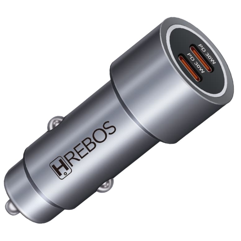 Carregador Veicular Turbo 60W Com 2 Entradas USB-C Carregador Para Carro Celular GPS