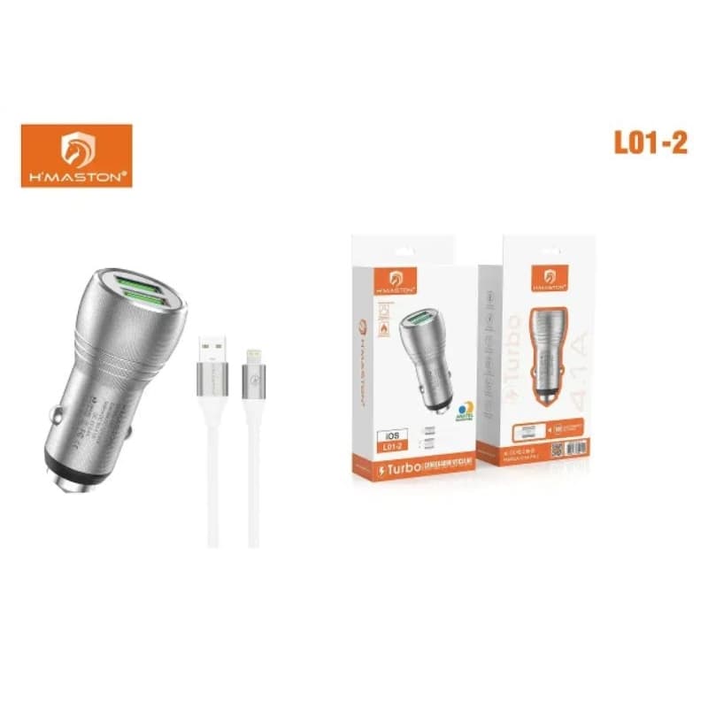 🔋Carregador Veicular Turbo H'Maston 45W | Ultra Rápido iPhone/iOS | Dupla Saída USB Carga rápida