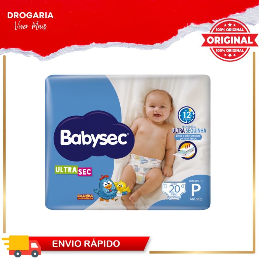 Fralda Babysec  Galinha Pintadinha P c/20 Unidades.