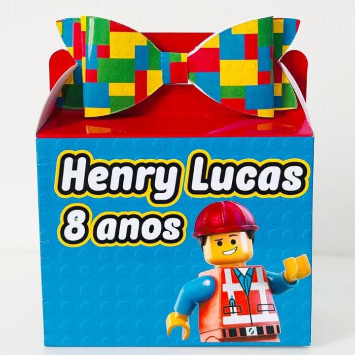 CAIXINHA MALETA LAÇO PERSONALIZADA LEMBRANCINHA | LEGO | BLOCOS DE MONTAR | ANIVERSÁRIO | PARABÉNS | FESTA | DECORACAÇÃO