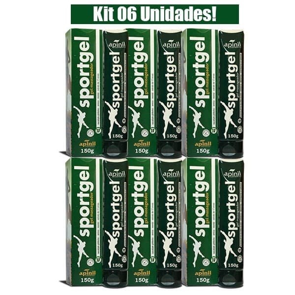 KIT 6 UNIDADES SPORTGEL GEL MASSAGEADOR 17 ERVAS 150g APINIL