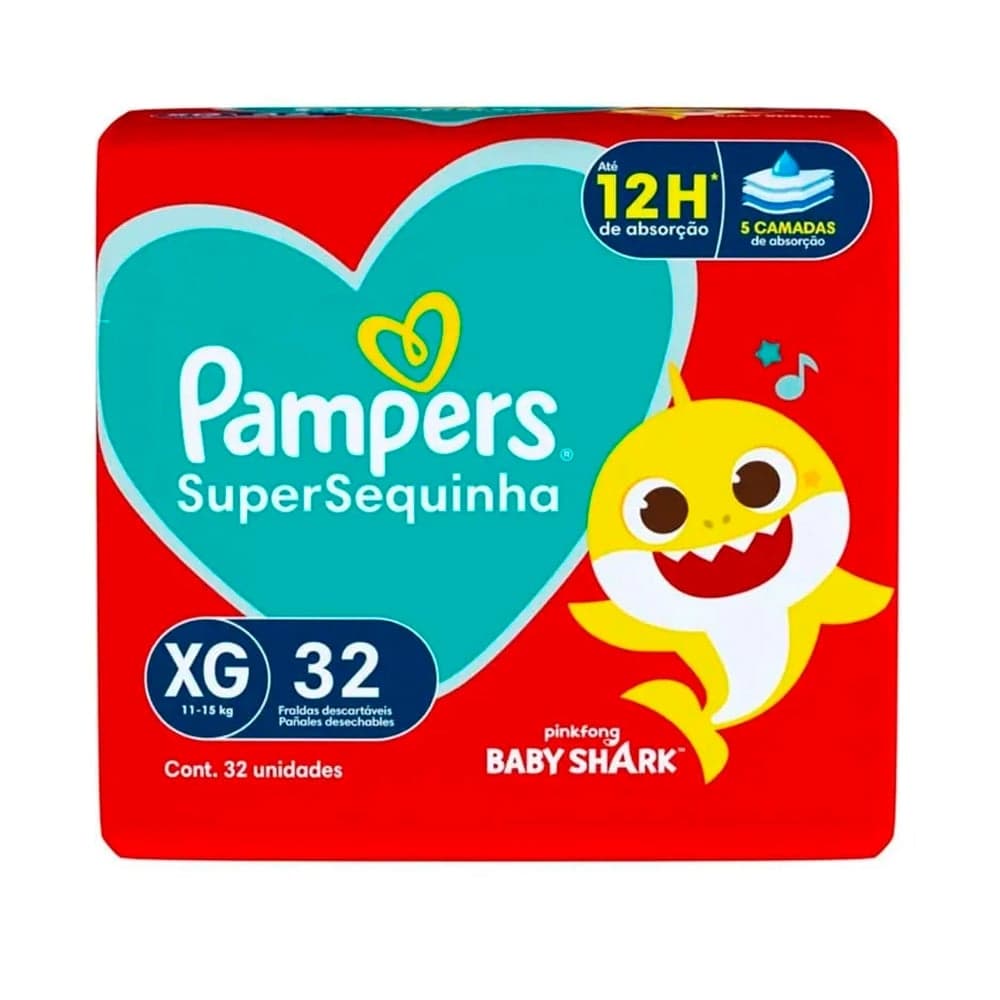 Fralda Infantil Pampers SuperSequinha XG com 32 Unidades