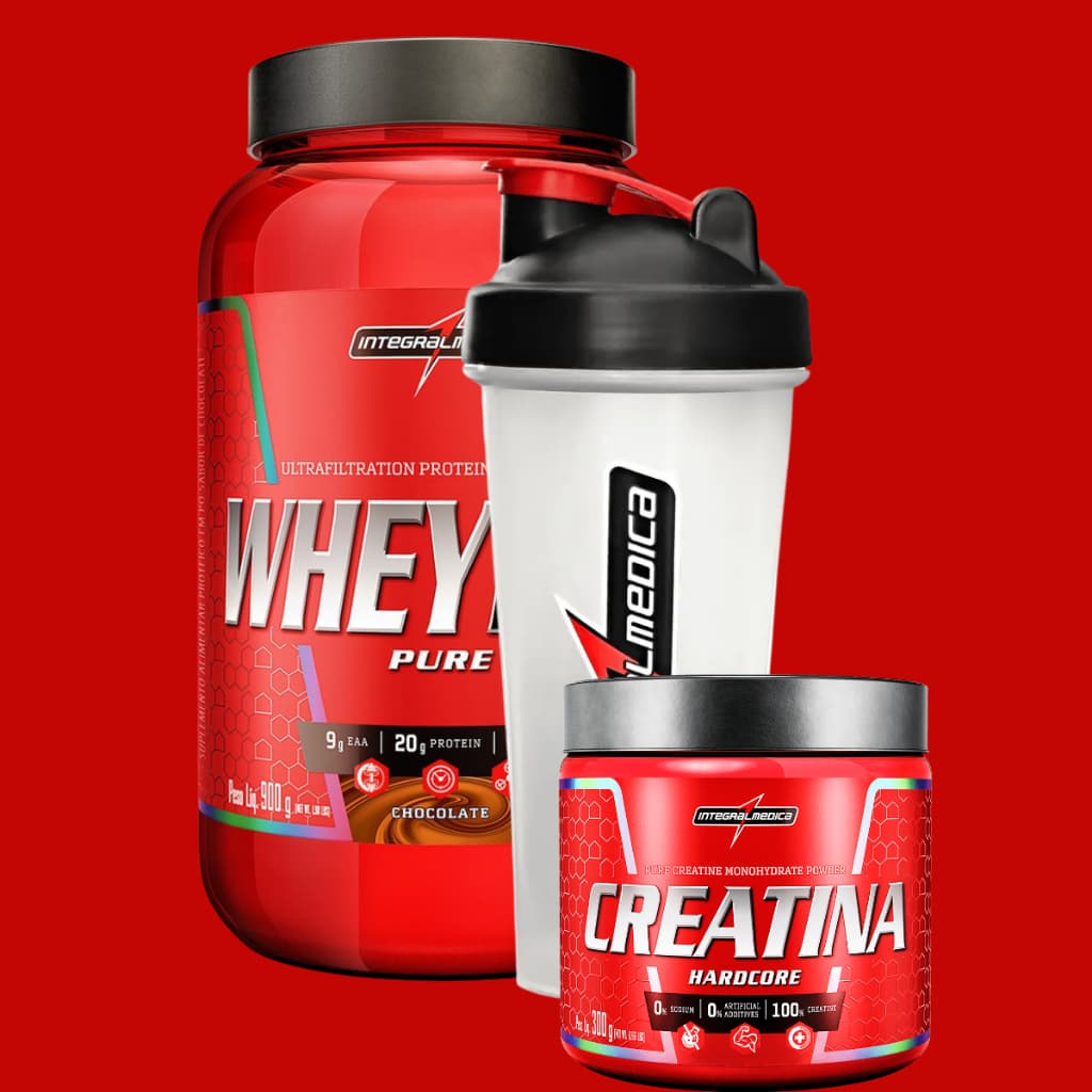 Combo Whey Protein Chocolate + Creatina 300g + Coqueteleira Branca - Integralmédica