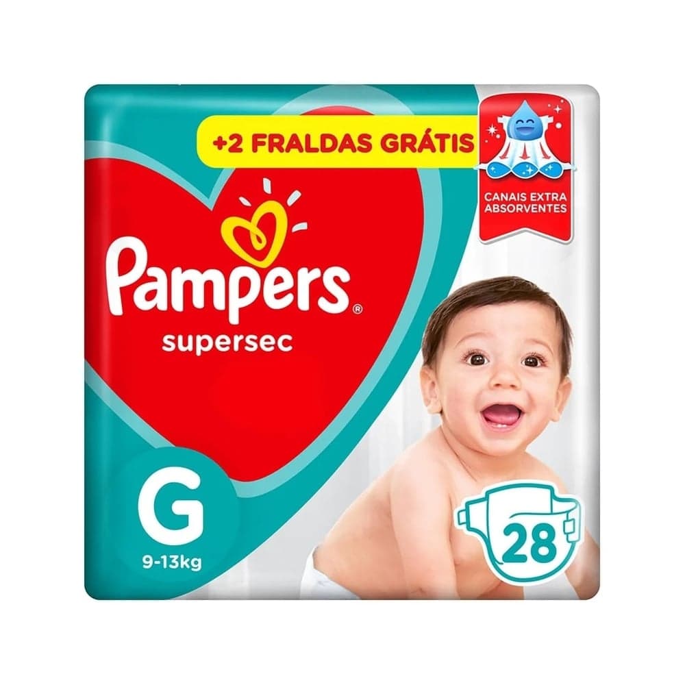 Fralda Infantil Pampers Supersec G com 26 Unidades