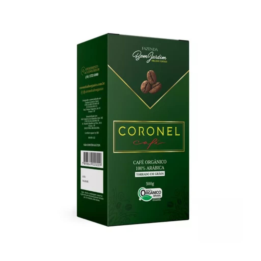 Cafe Coronel Organico Torrado Em Graos 500g 100% Arábica