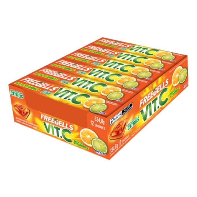 Drops Freegells Vitamina C Citrus – Display com 12 Unidades – Refrescante e Saudável